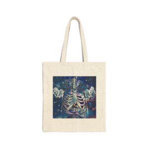 Skeleton Blossom Canvas Tote — "The Worlds Within" Art Tote